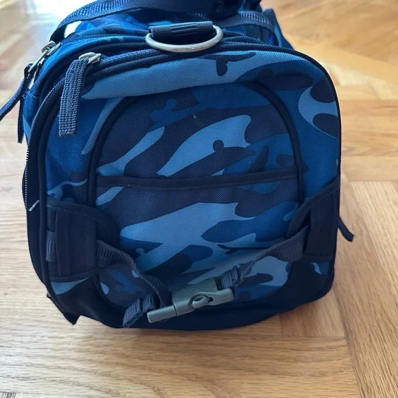 Pottery Barn Kids Blue Camouflage duffel “Nicholas” - Picture 2 of 7